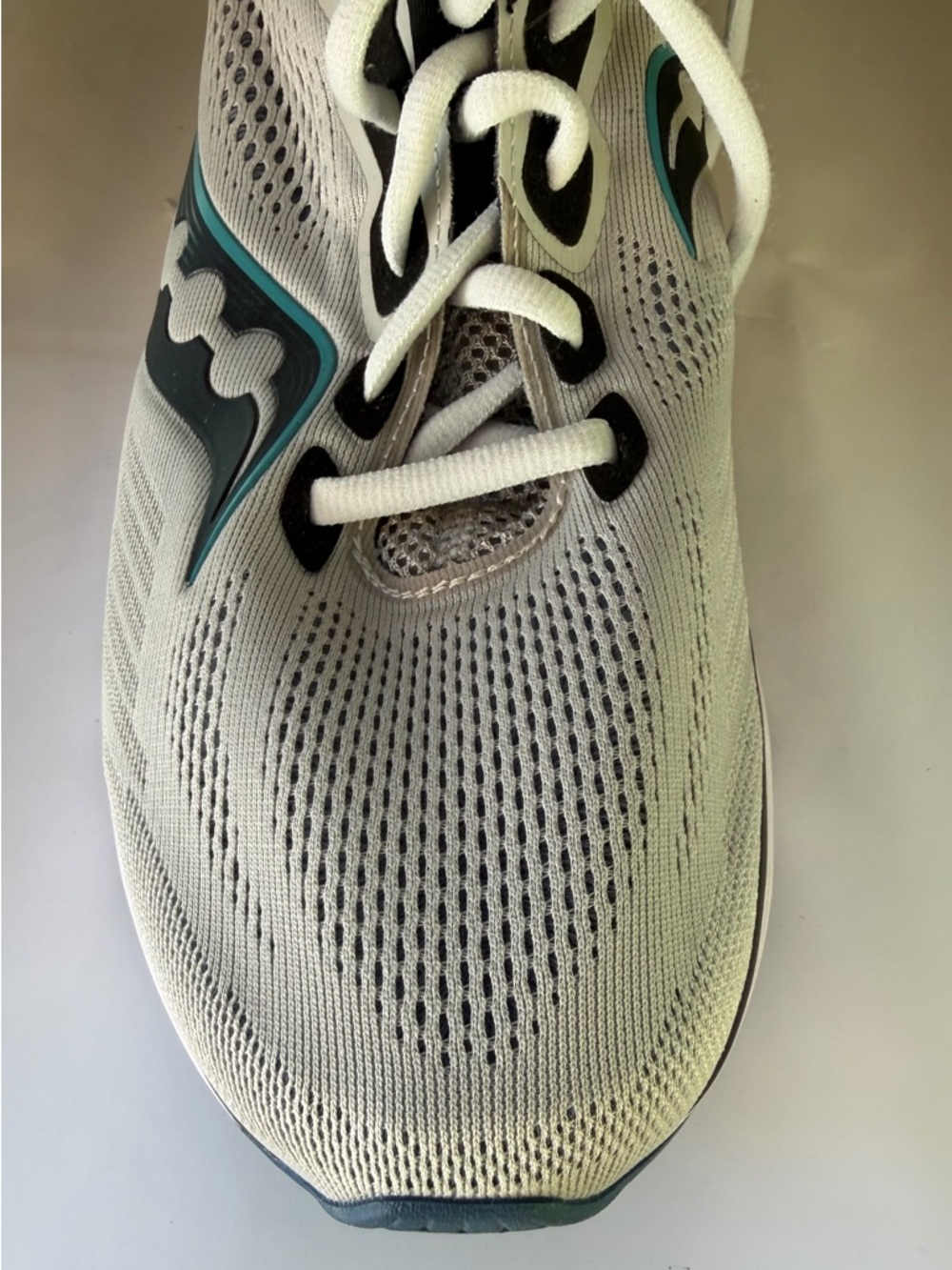 Saucony Men’s Light Gray Running Shoes with Teal Accent PWR Run Ride14 10W - Picture 14 of 14